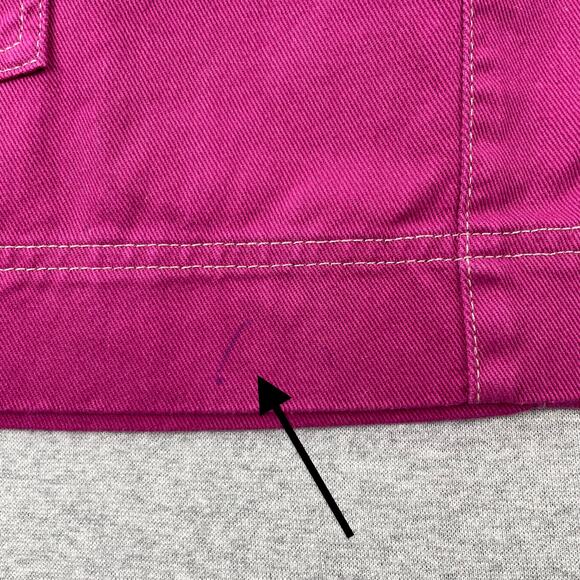 Old Navy Denim Utility Mini Skirt Womens 16 Magenta Pink 100% Cotton Pockets - Picture 10 of 10